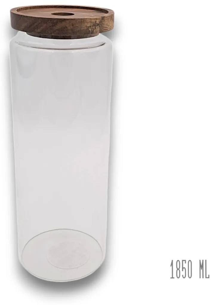 Dóza na potraviny, sklenená, s akáciovým vekom BOROSIL, 1,85 l