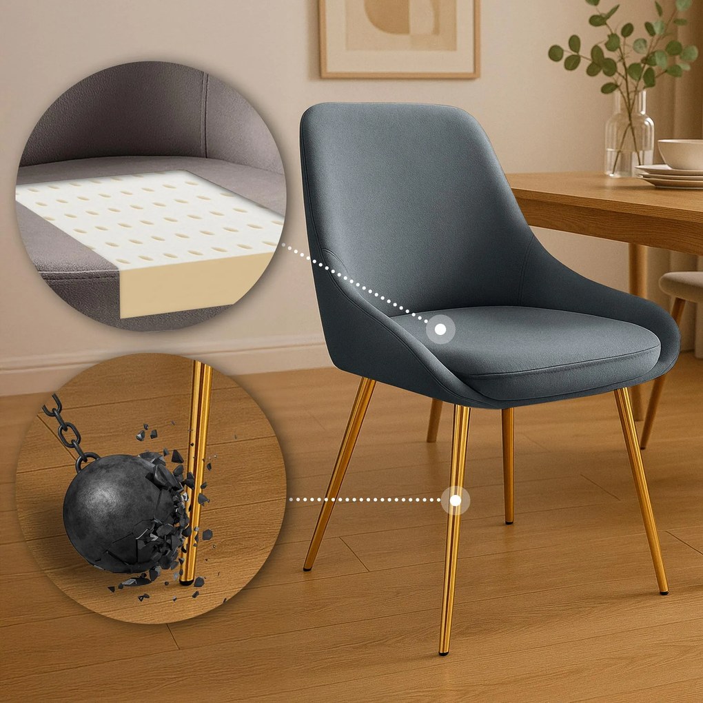 Sada 2 ks jedálenskej stoličky Elmira zamat - antracitová