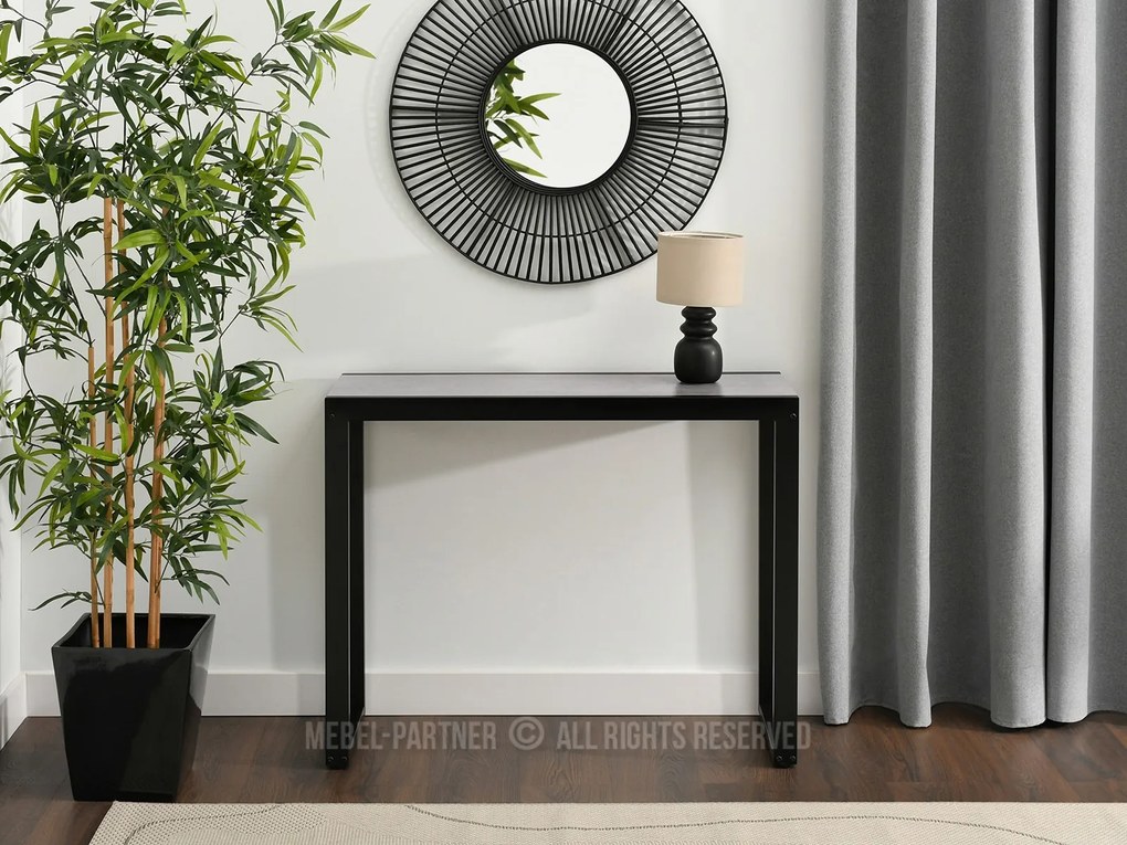 Konzolový stolík Ines (betón + čierna). Akcia -22%. Vlastná spoľahlivá doprava až k Vám domov. 1110808