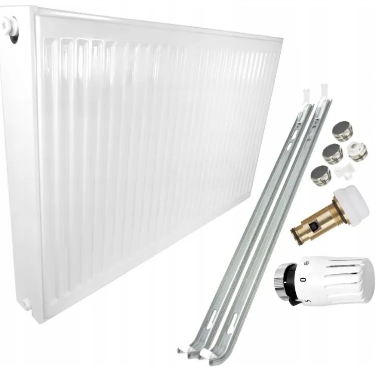 Invena Prov V22, panelový oceľový radiátor 500x900 mm, 1238W, pre spodné a bočné pripojenie, biela, INV-UG-93-509-KPL