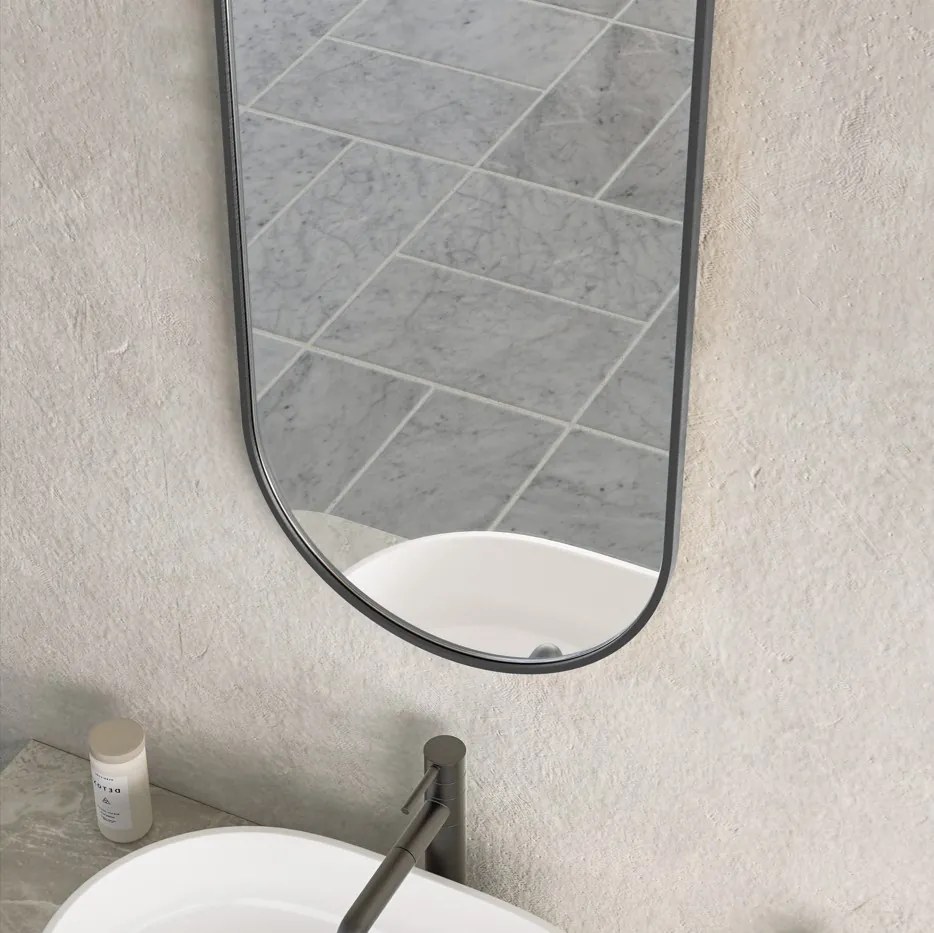 Erga Oval, oválne zrkadlo 40x90cm, čierny rám, ERG-V01-OVAL-4090-BK