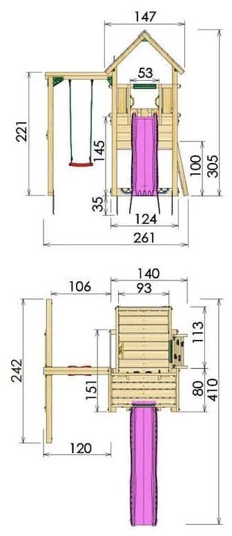 Ihrisko Jungle Cubby so šmykľavkou a modulom 1-Swing Frame 2.0