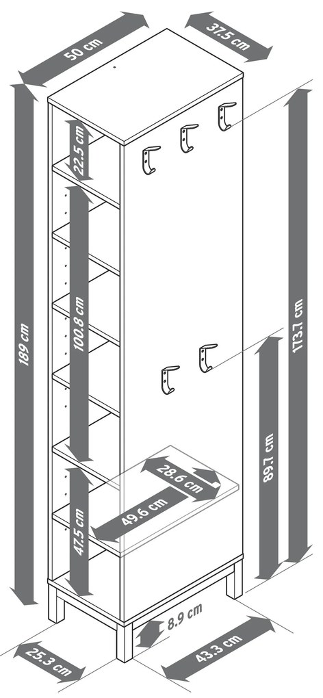 Polica na topánky so šatníkovou skriňou