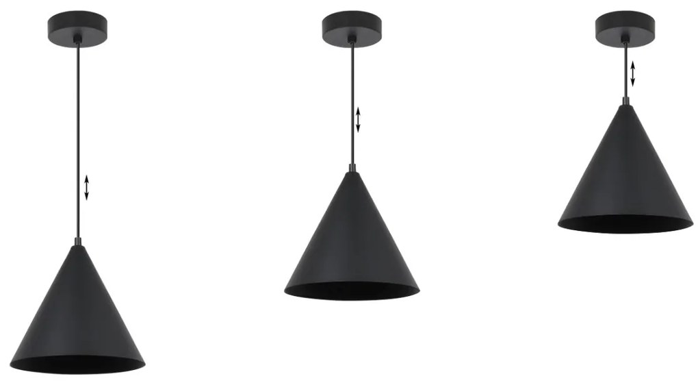 Závesné svietidlo Soho, 1x čierne kovové tienidlo, (fi 25cm)