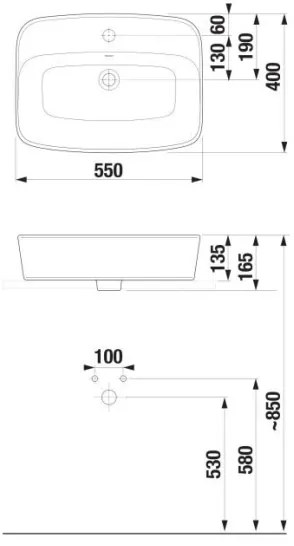 JIKA H8183827571041 - Umyvadlo LYRA 55x40 cm keramika, matná biela