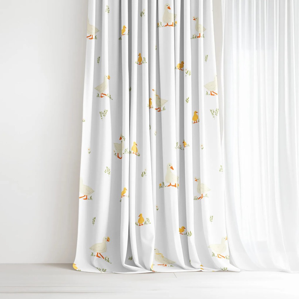 Goldea veľkonočný bavlnený záves - kačice 200x150 cm