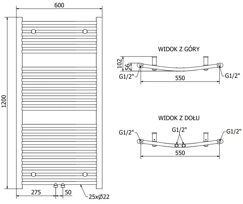 Mexen Ares, vykurovacie teleso 1200x600 mm, 490 W, zlatá lesklá, W102-1200-600-00-50