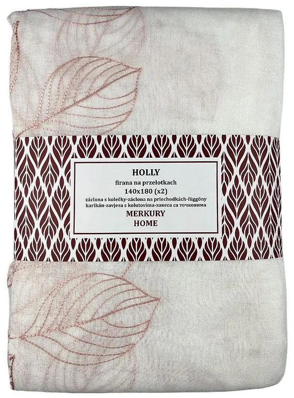 Záclona na priechodkách Holly polyester svetlo ružový 140x180 Merkury Home II/22