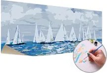 Maľovanie podľa čísel PLACHETNICE NA OBZORE – nízka náročnosť  40x80