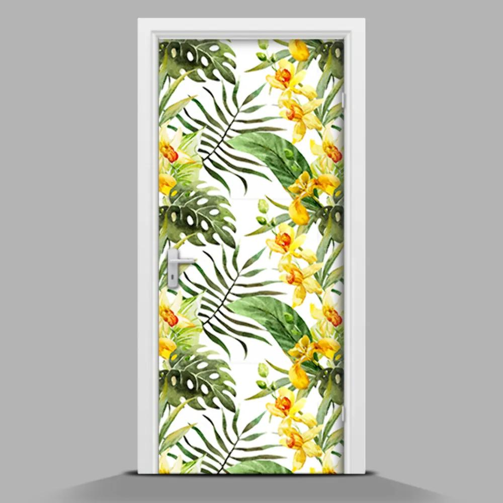 Nálepka fototapeta na dvere Žltá orchidey wallmur-pl-f-82524281