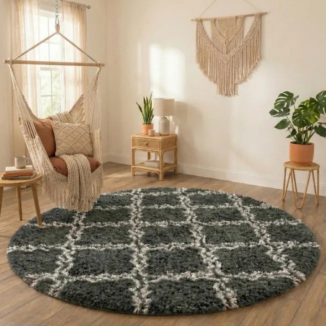 Protišmykový koberec DECOR sivý kruh