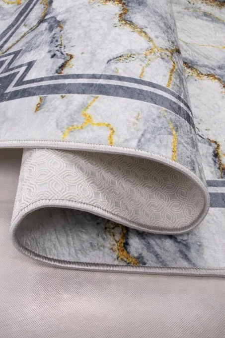 Protišmykový koberec MILANO 90003-02 sivý / zlatý