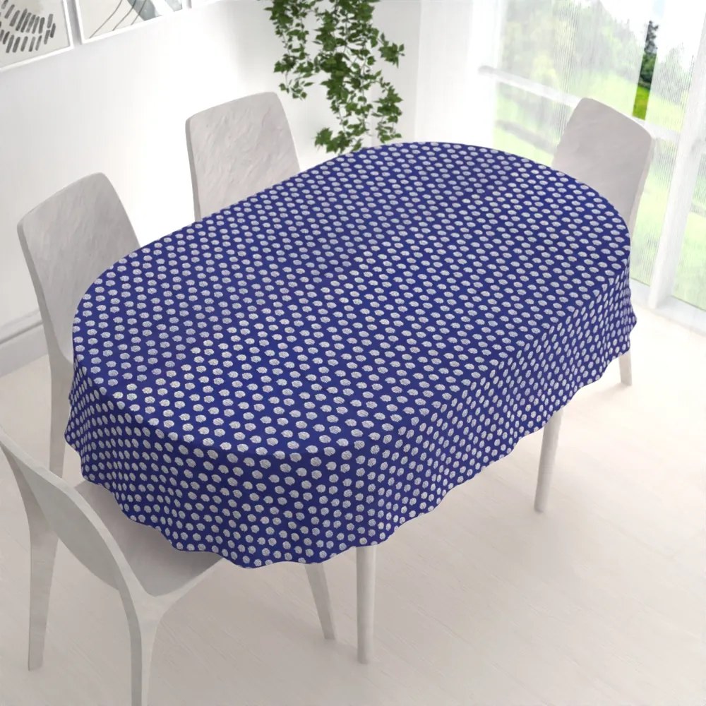 Biante Bavlnený oválny obrus Sandra SA-214 Biele bodky na modrom 120x200 cm