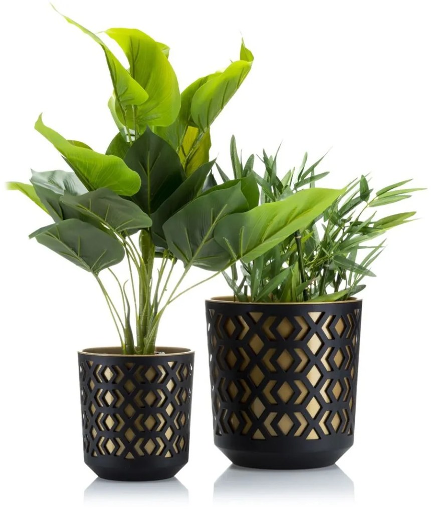 Kvetináč etnický 25x27 cm čierno-zlatý