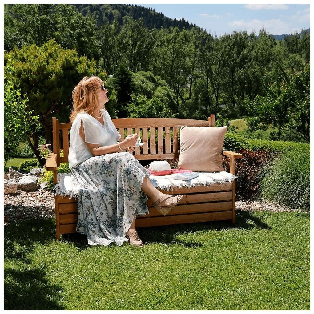 Záhradná lavička, hnedá, 150cm, AMULA