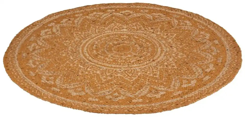 Jutový koberec oranžová Mandala - Ø 120 cm | Biano