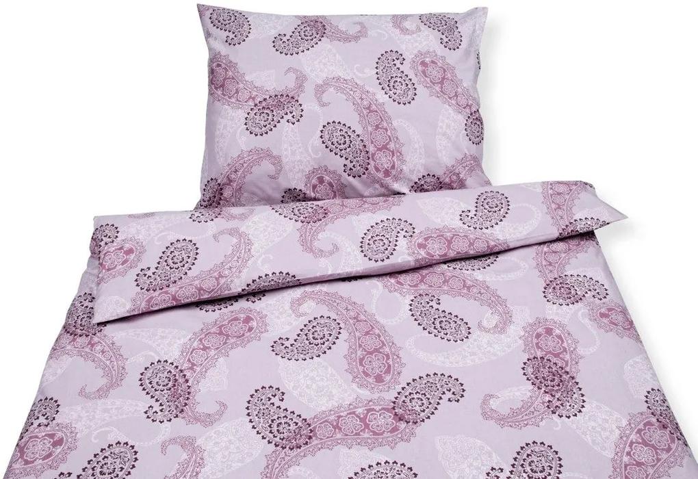 Škodák Krepové posteľné obliečky vzor KR-463 kvetinové ornamenty na fialovom - Jednolôžko 140 x 200 cm