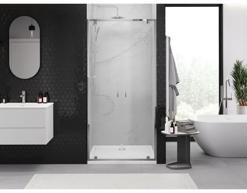 Mexen Exo, dvojité krídlové sprchové dvere 80x200 cm, 6mm číre sklo, chrómový profil, 8182-080-000-01-00