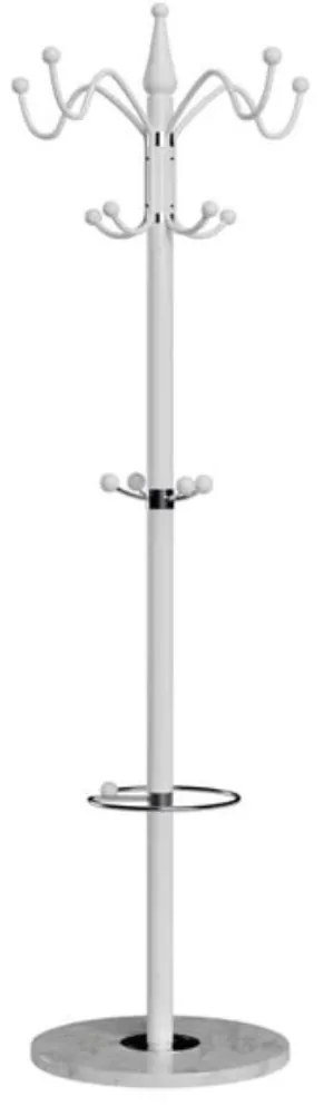 Stojanový vešiak TENZY s mramorovým podstavcom, 37x173cm, biela Casaria