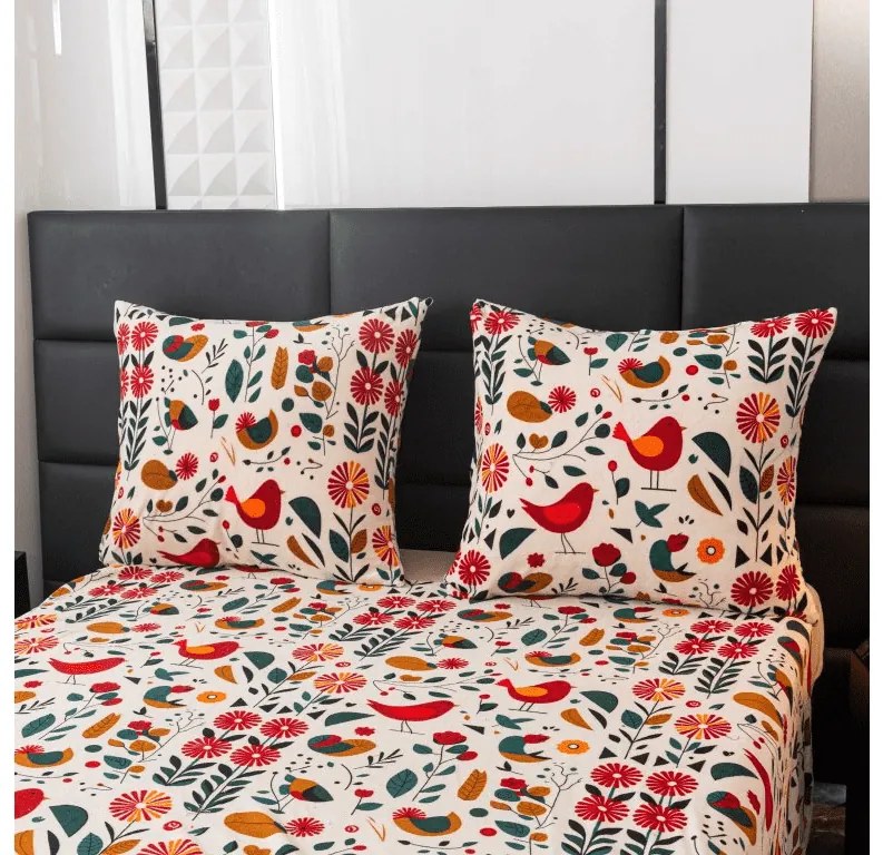 Obliečky mikroplyš RETRO PTÁČIK farebné Rozmer obliečok: 2 ks 70 x 90 cm | 200 x 220 cm