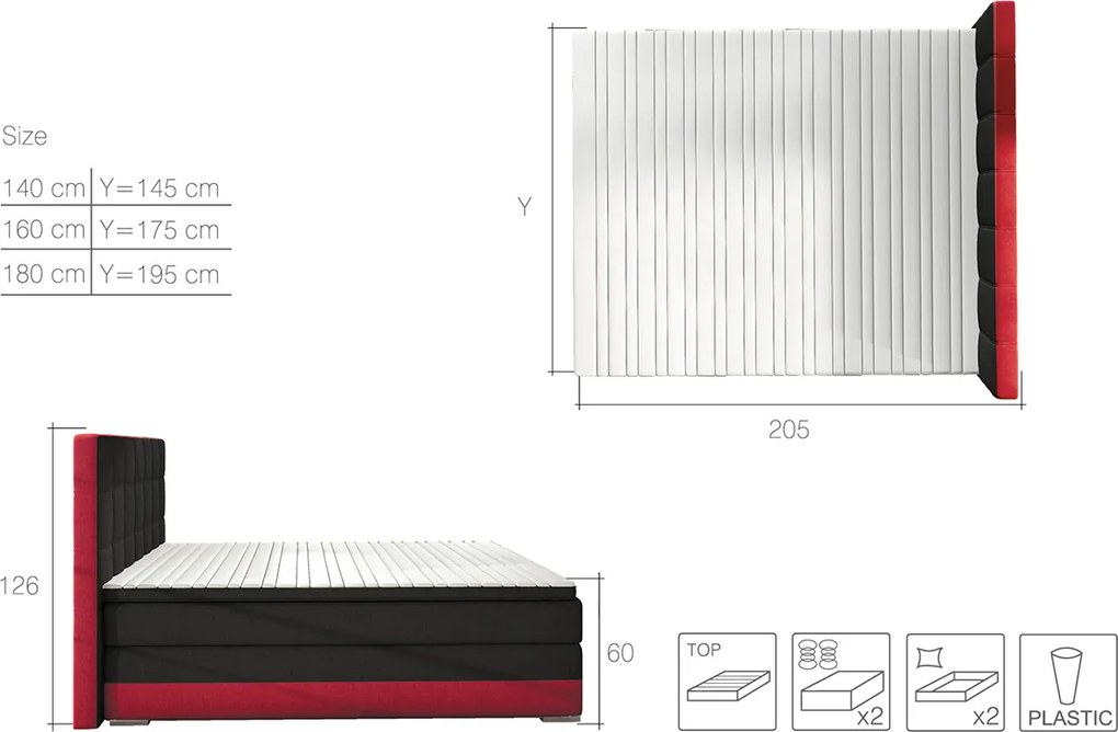 Čalúnená manželská posteľ s úložným priestorom Dalino 140 - ružová / fialová