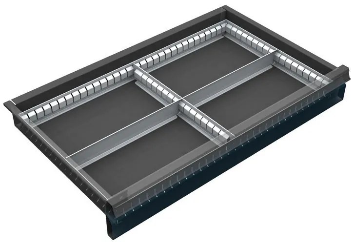 Organizér náradia do zásuvky dielenských vozíkov KOVOS, kovový, 4 priehradky, 60 - 120 mm