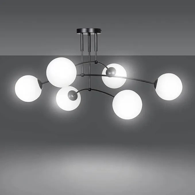 Toolight Toolight, stropné svietidlo 6xE14 APP1576-6C, čierna-biela, OSW-03602