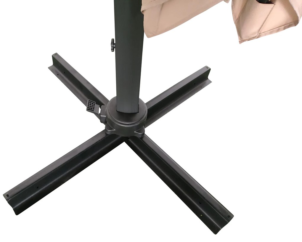 Záhradný slnečník Houseland Vexon s LED osvetlením 300x300 cm svetlohnedý