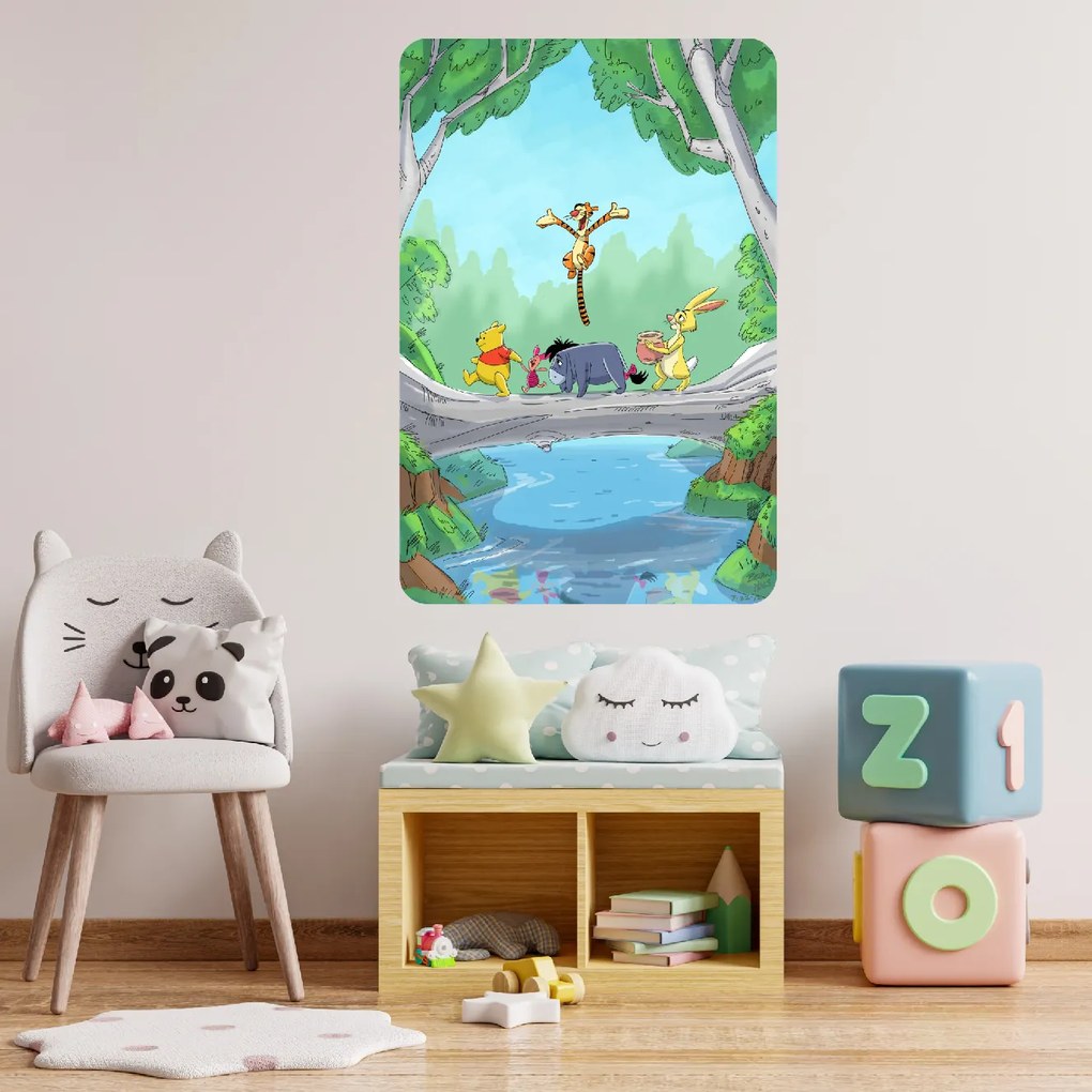 60x90cm Macko Pú - textilná nálepka na stenu