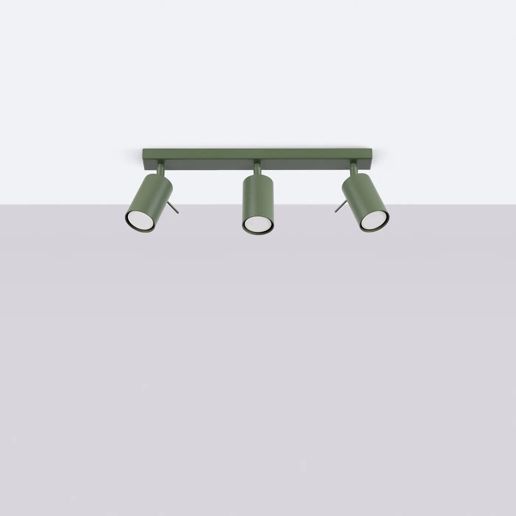 Bodové svietidlo Ring, 3x olivové kovové tienidlo, (možnosť polohovania)