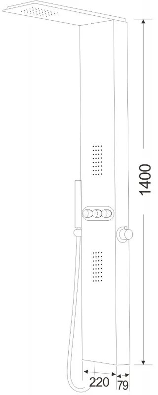 Mexen Omar, sprchový panel, čierna, 7610-03-70