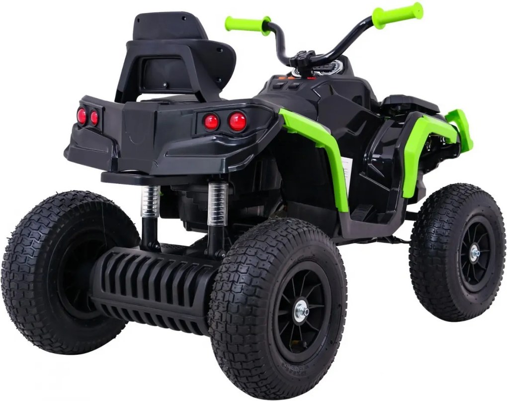 Ramiz Štvorkolka na vzduchovú batériu pre deti Čierna a zelená + Nafukovacie kolesá + Rádio MP3 + Bezplatné štartovanie