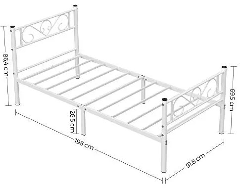 Kovová posteľ 90 cm RMB061W01