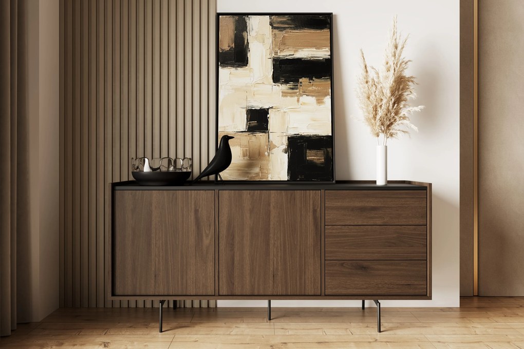 Elegantná komoda Zenar 170 cm so zásuvkami - orech / čierna