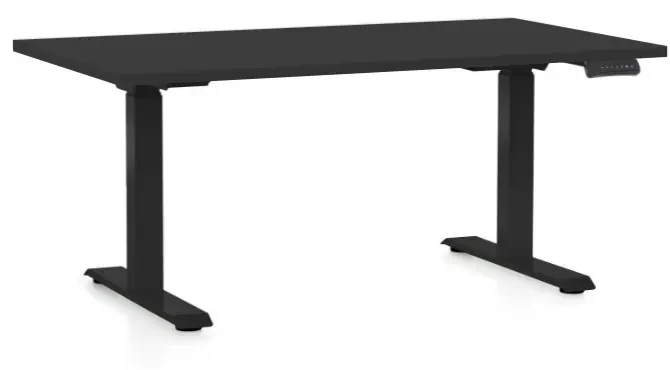 Výškovo nastaviteľný stôl OfficeTech D, 120 x 80 cm, čierna podnož, čierna