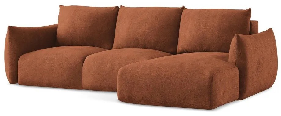 Terakotová ženilková rozkladacia rohová pohovka (pravý roh/s leňoškou) Leila – Makamii