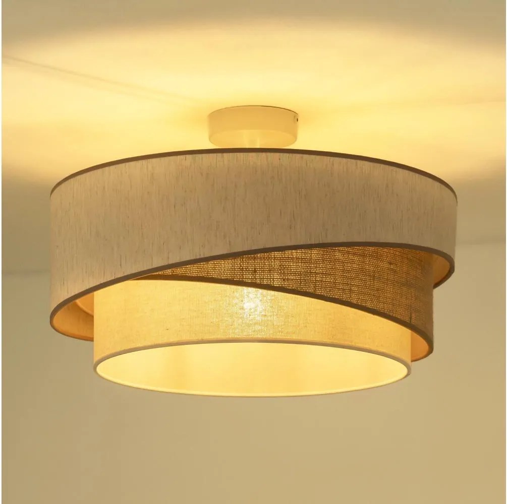 Duolla - Prisadený luster KOBO 1xE27/15W/230V pr. 45 cm béžová/hnedá/biela