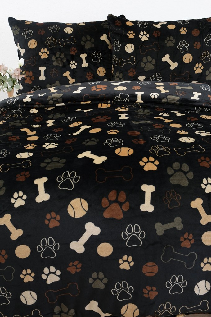 Obliečky mikroplyš Exclusive – Psie labky čierne