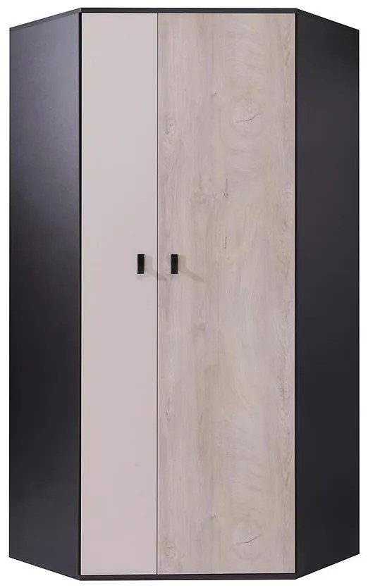 Skriňa Planet Pl2 L/P čierna/Dub/béžová