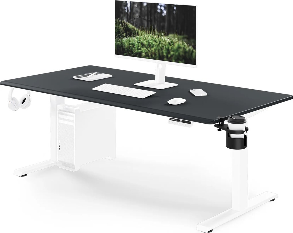 Elektrický stôl s nastaviteľnou výškou ergonomický bielo-antracitový,1600x800 mm: ARIA