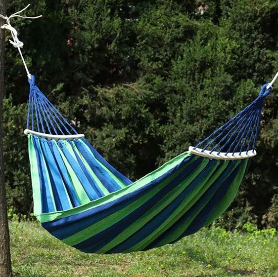 Bluegarden, závesná hojdacia sieť s drevenou oporou pre 2 osoby 150x210cm Hammock 400257A, modrá, OGR-09017