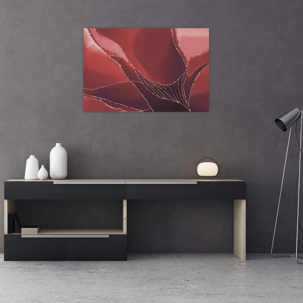 Obraz - Červená abstraktná kvetina N⁰2 (90x60 cm)