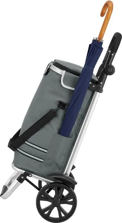 Nákupný vozík 3 v 1 – objem 56 l, sivý