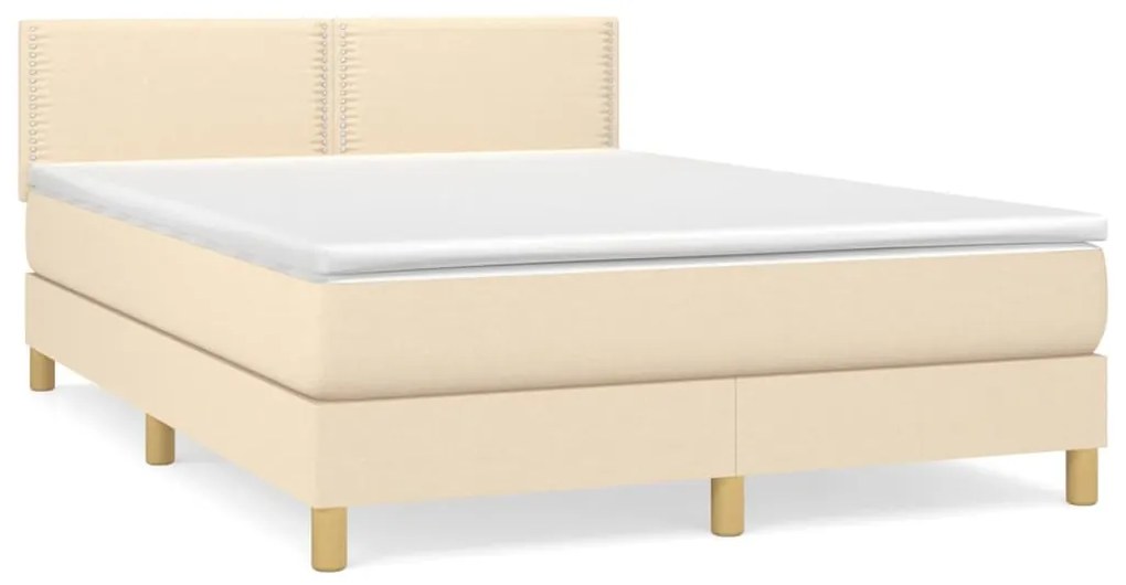 Posteľný rám boxspring s matracom krémový 140x200 cm látka