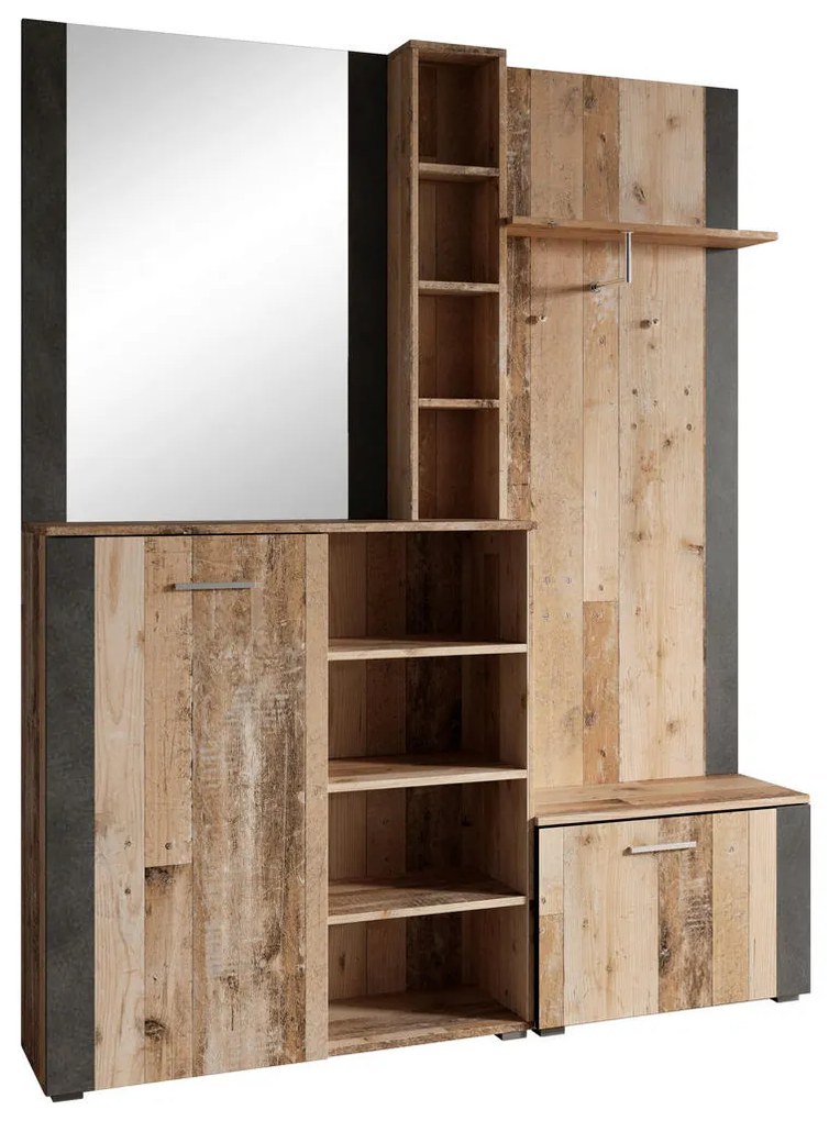 XXXLutz PREDSIEŇOVÝ NÁBYTOK, antracitová, prírodné farby, 150/190/32 cm - Predsieňové zostavy - 001170005701