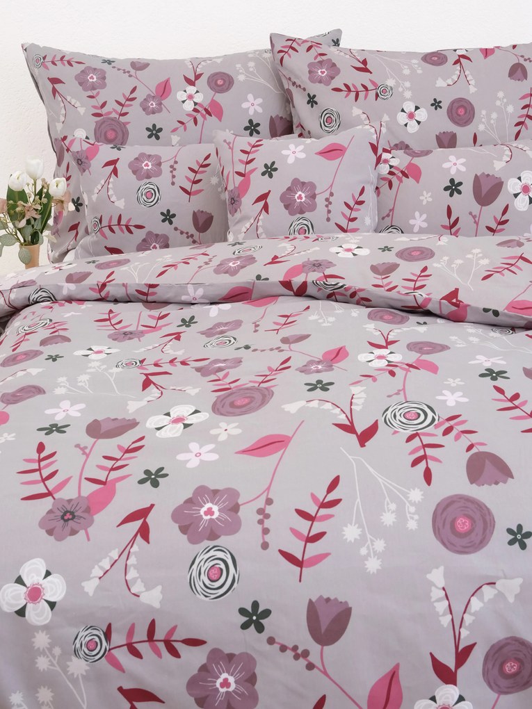 Predĺžené bavlnené obliečky Renforcé - Dora šedá