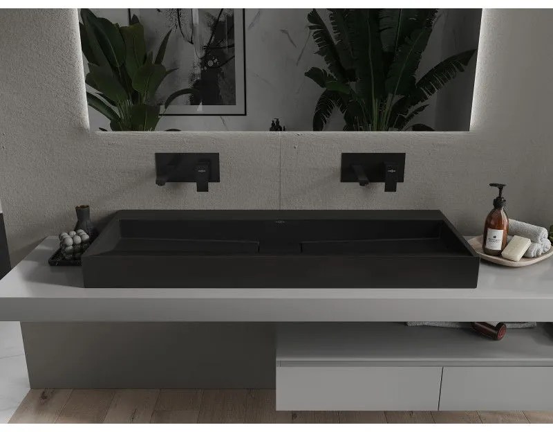 Mexen Ava, umývadlo na dosku z konglomerátu B/O 120 x 46 cm, čierna matná, 23011270