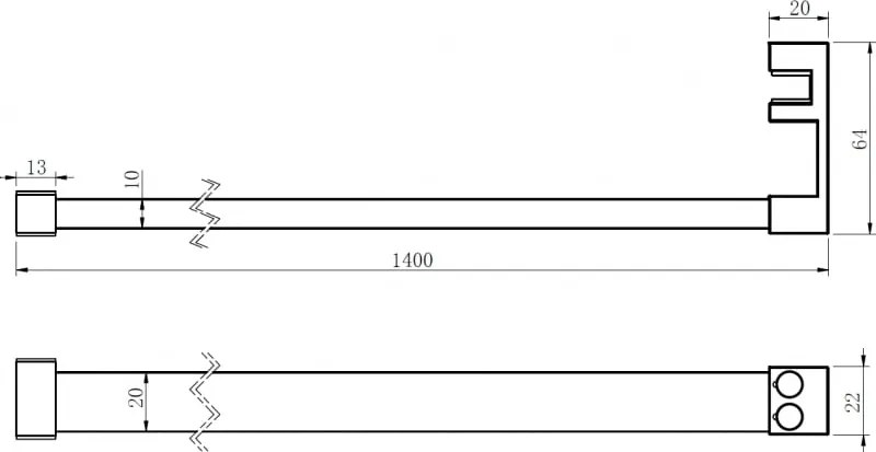 Mexen Kioto, vešiak na uteráky pre sprchovú zástenu, max. 140 cm, chrómová, 800-06-01