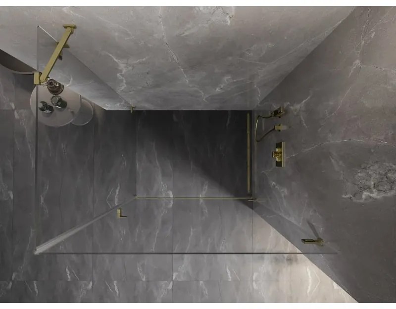 Mexen Lunar-B, pravostranný výklopný sprchový kút 95 x 80 cm, 8mm číre sklo, zlatý kartáčovaný - 832-095-080-55-00-P