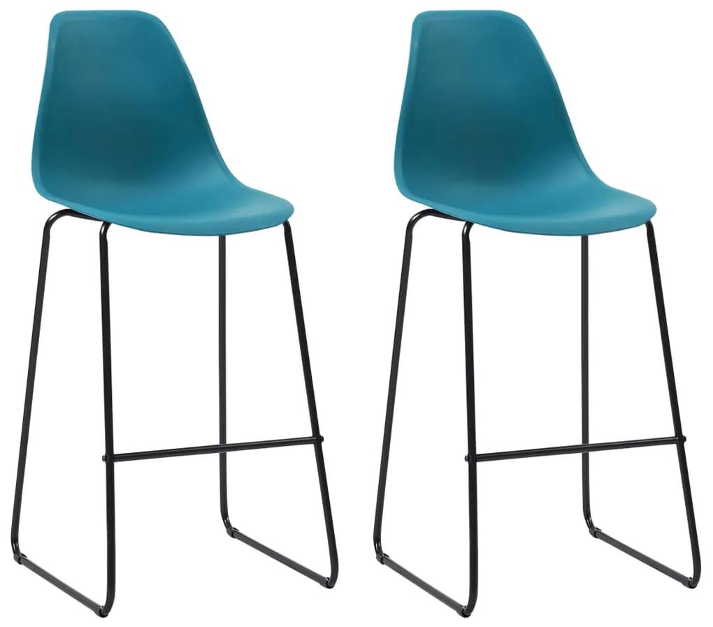 vidaXL Barové stoličky 2 ks, tyrkysové, plast